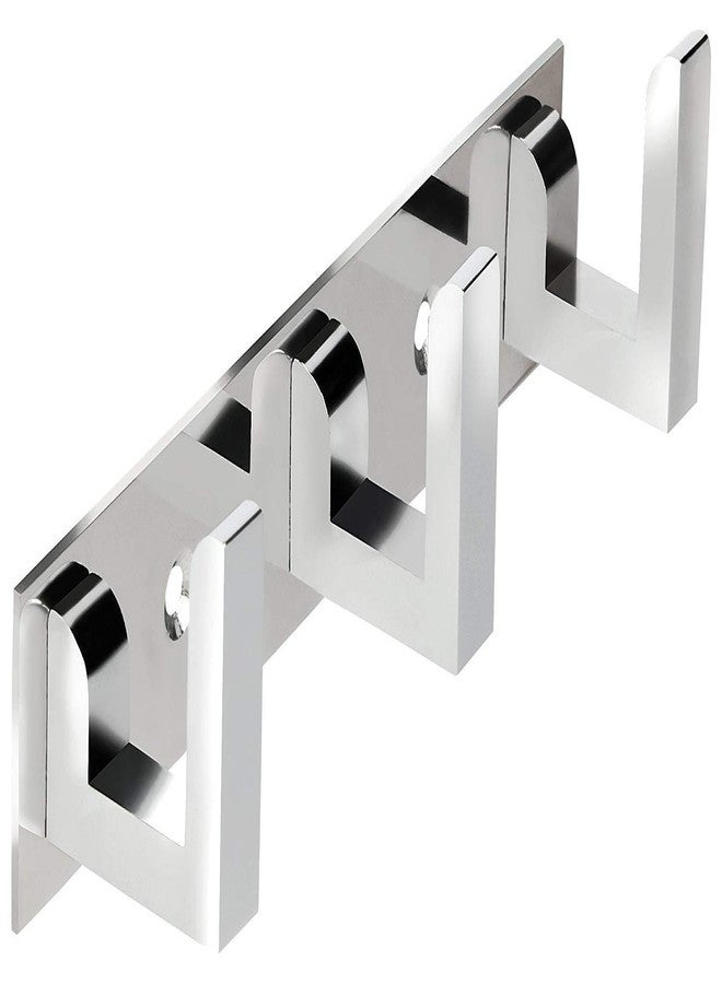 ماب مجموعة من 4 علاقات ملابس فاخرة من الفولاذ المقاوم للصدأ بثلاثة دبابيس على شكل حرف L، مناسبة للحمامات والجدران والأبواب. - Image 2